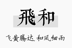 飞和名字的寓意及含义