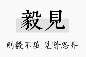 毅见名字的寓意及含义