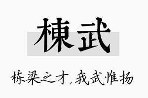 栋武名字的寓意及含义