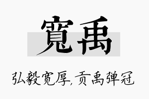 宽禹名字的寓意及含义