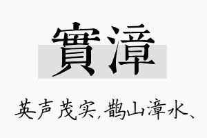 实漳名字的寓意及含义