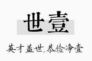 世壹名字的寓意及含义