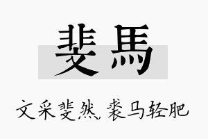 斐马名字的寓意及含义