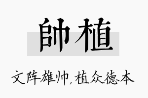 帅植名字的寓意及含义