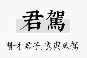 君驾名字的寓意及含义