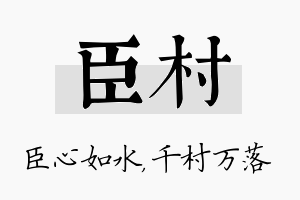 臣村名字的寓意及含义