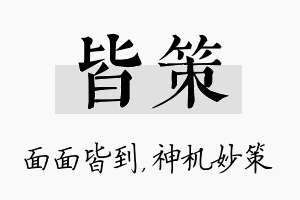 皆策名字的寓意及含义