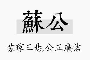 苏公名字的寓意及含义