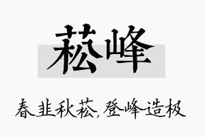 菘峰名字的寓意及含义