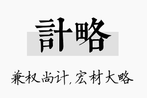 计略名字的寓意及含义