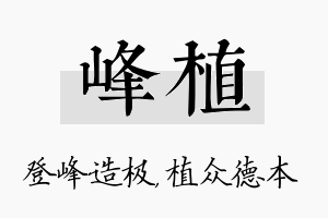 峰植名字的寓意及含义