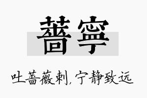 蔷宁名字的寓意及含义