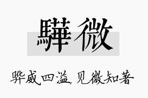 骅微名字的寓意及含义