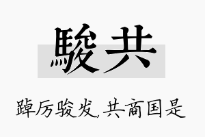 骏共名字的寓意及含义