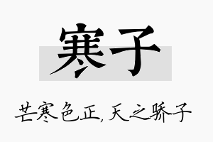 寒子名字的寓意及含义