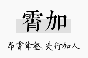 霄加名字的寓意及含义