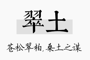 翠土名字的寓意及含义