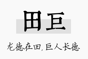 田巨名字的寓意及含义