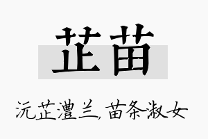 芷苗名字的寓意及含义