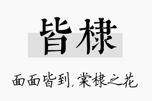 皆棣名字的寓意及含义