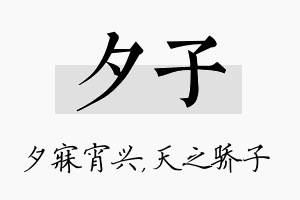 夕子名字的寓意及含义