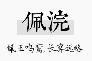 佩浣名字的寓意及含义