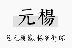 元杨名字的寓意及含义