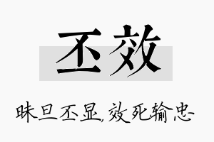 丕效名字的寓意及含义