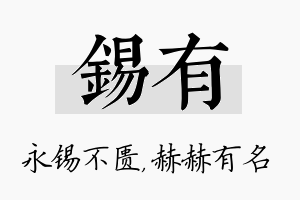 锡有名字的寓意及含义