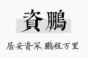 资鹏名字的寓意及含义