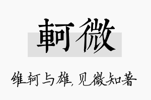 轲微名字的寓意及含义