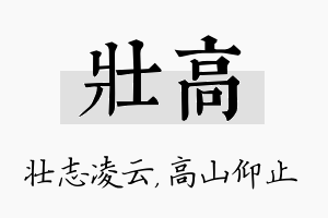 壮高名字的寓意及含义