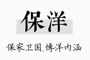 保洋名字的寓意及含义