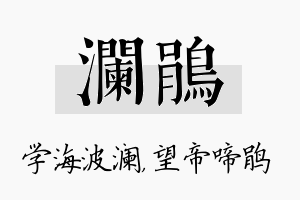 澜鹃名字的寓意及含义