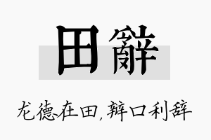 田辞名字的寓意及含义