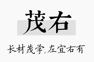 茂右名字的寓意及含义