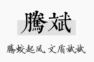 腾斌名字的寓意及含义