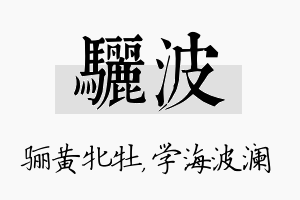 骊波名字的寓意及含义