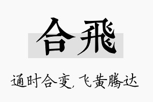 合飞名字的寓意及含义