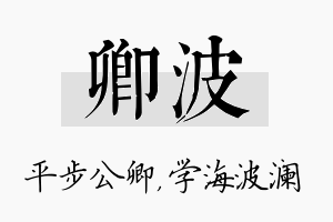 卿波名字的寓意及含义