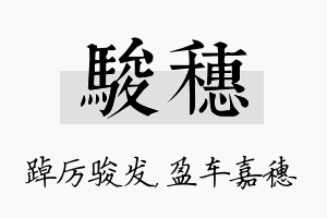 骏穗名字的寓意及含义