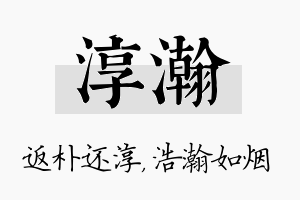 淳瀚名字的寓意及含义