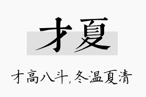 才夏名字的寓意及含义