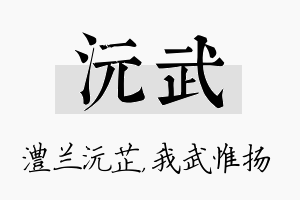 沅武名字的寓意及含义