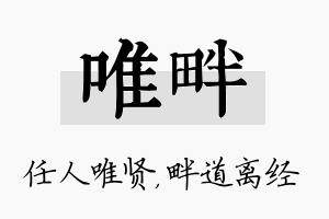 唯畔名字的寓意及含义