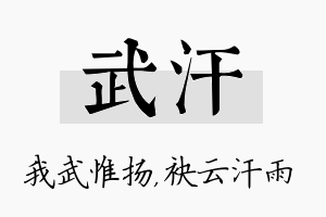 武汗名字的寓意及含义