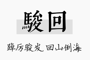 骏回名字的寓意及含义