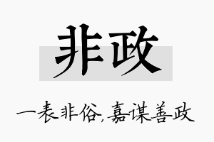 非政名字的寓意及含义