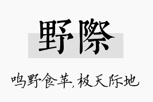 野际名字的寓意及含义