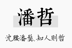 潘哲名字的寓意及含义